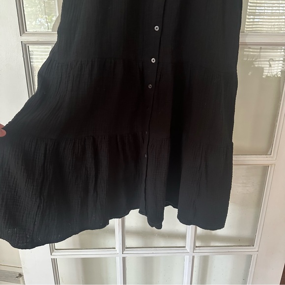 Madewell Black Midi Dress with Button Detail Size 4 - Picture 7 of 12